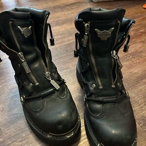 Harley-Davidson Men's Black Leather Boots with Zipper